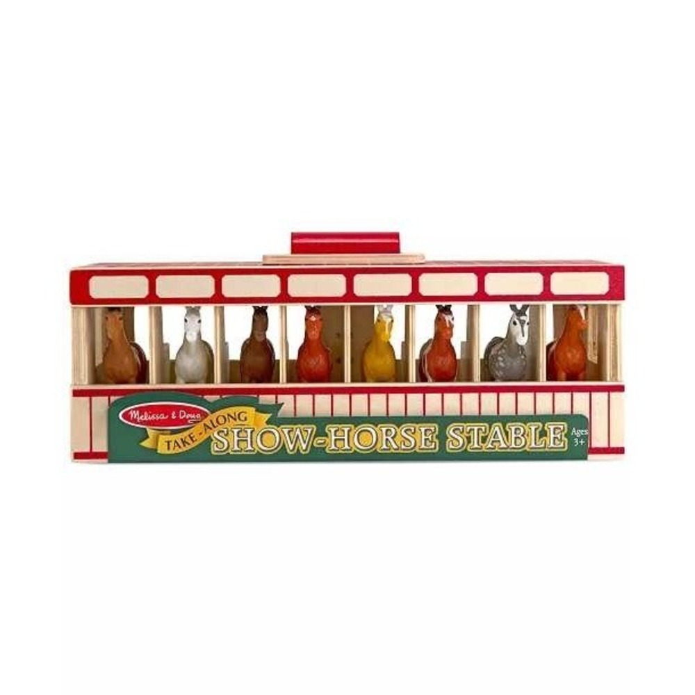 Melissa & Doug Take-Along Show-Horse Stable Wooden Toy Set with 8 Horses 3744 - Picture 2 of 7